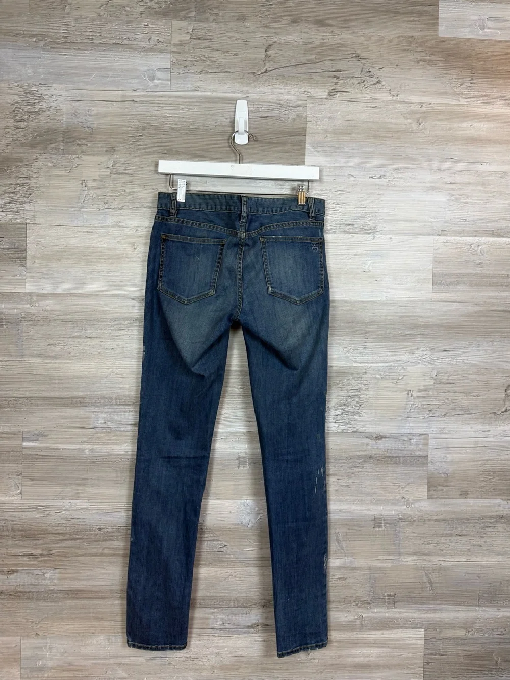 Tory Burch Legging Jeans Size 28 Medium Wash Studded Paint Splatter Denim